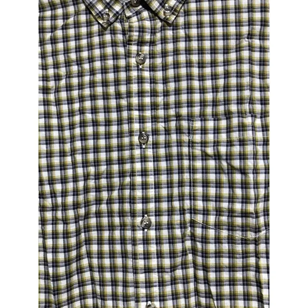 BANANA REPUBLIC MENS PINK PLAID BUTTON DOWN SHIRT Large UNTUCKED FIT